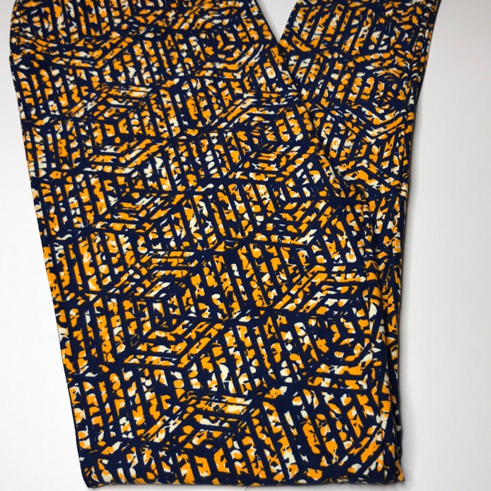 Lularoe Orange and blue leggings tc Bnwt